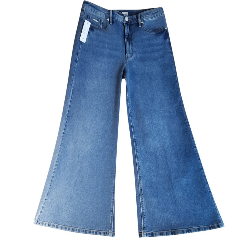 Nine West Jeans Womens 10 Medium Wash High Rise Wide Leg Denim Pants SDNWB3129